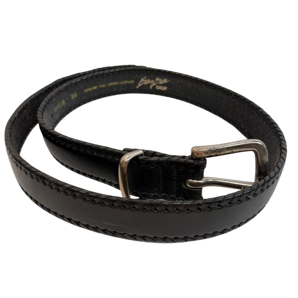 Billy Belts Vintage Mens 36 Black Full Grain Leather Whipstitch Belt 1203 B